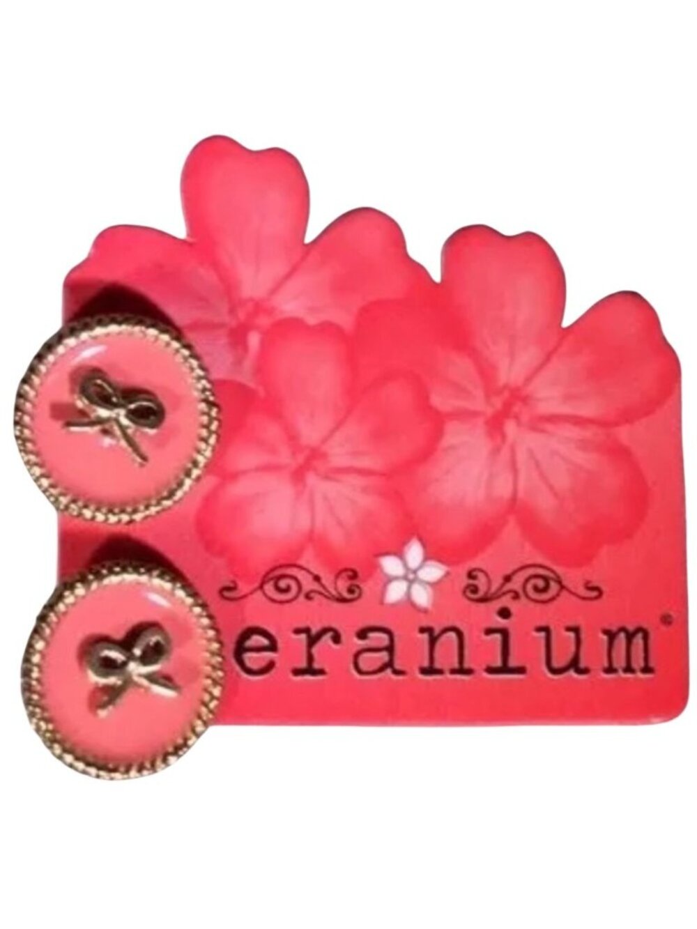 Geranium Earrings Studs Pink Enamel Gold Bows Twee Kidcore